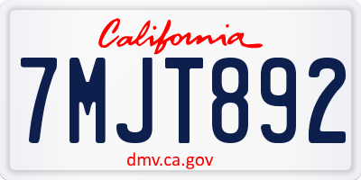 CA license plate 7MJT892