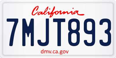 CA license plate 7MJT893