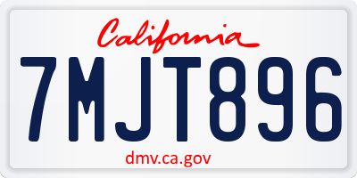 CA license plate 7MJT896