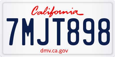 CA license plate 7MJT898