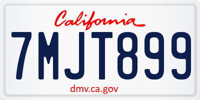 CA license plate 7MJT899