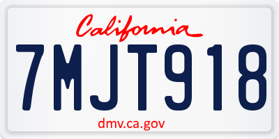 CA license plate 7MJT918