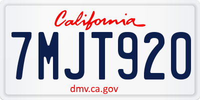 CA license plate 7MJT920