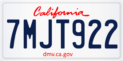 CA license plate 7MJT922
