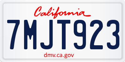 CA license plate 7MJT923