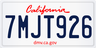 CA license plate 7MJT926