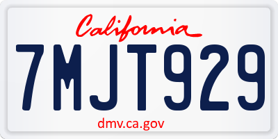 CA license plate 7MJT929