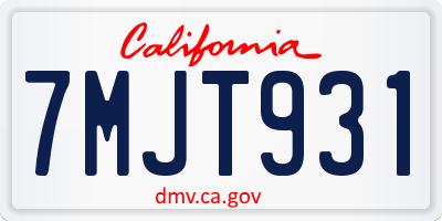 CA license plate 7MJT931