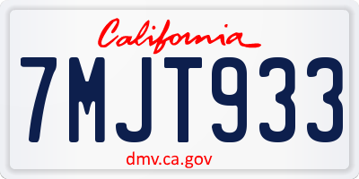 CA license plate 7MJT933