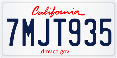 CA license plate 7MJT935