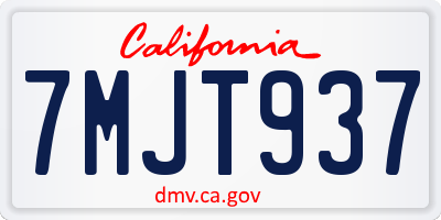 CA license plate 7MJT937