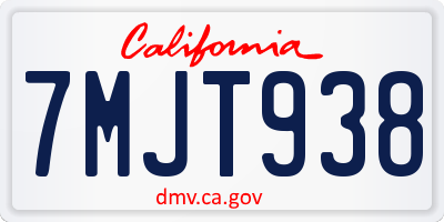 CA license plate 7MJT938