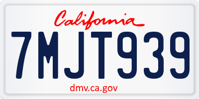 CA license plate 7MJT939