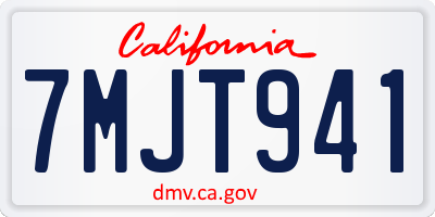 CA license plate 7MJT941