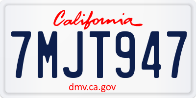 CA license plate 7MJT947