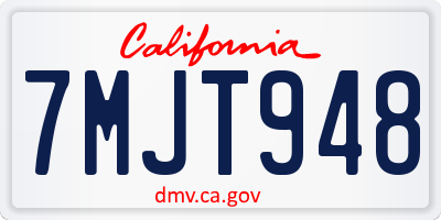 CA license plate 7MJT948