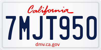 CA license plate 7MJT950