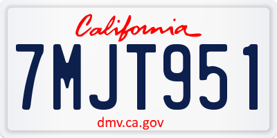 CA license plate 7MJT951
