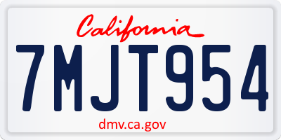 CA license plate 7MJT954