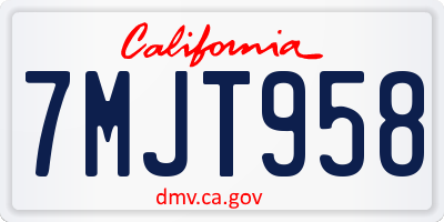 CA license plate 7MJT958