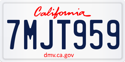 CA license plate 7MJT959