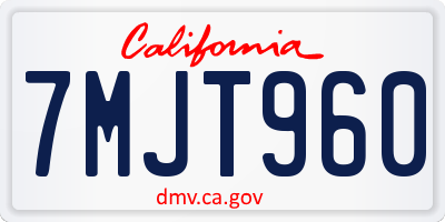 CA license plate 7MJT960