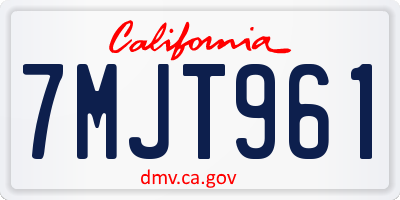 CA license plate 7MJT961