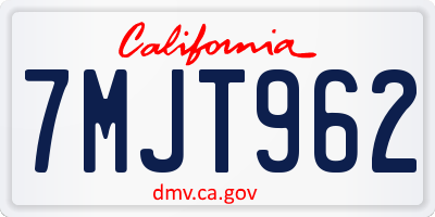 CA license plate 7MJT962