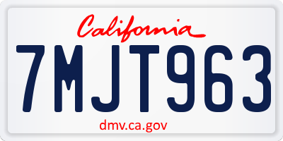 CA license plate 7MJT963
