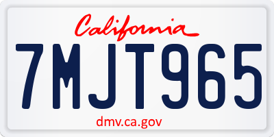 CA license plate 7MJT965