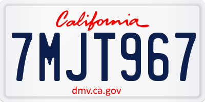 CA license plate 7MJT967