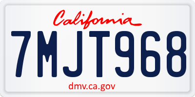 CA license plate 7MJT968