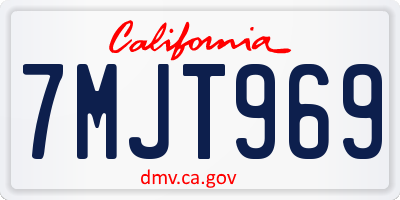 CA license plate 7MJT969