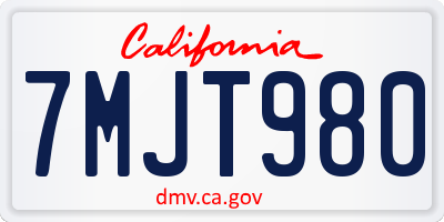 CA license plate 7MJT980