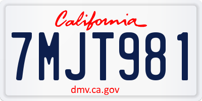 CA license plate 7MJT981