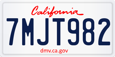 CA license plate 7MJT982