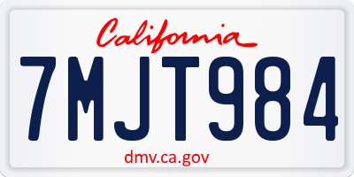 CA license plate 7MJT984