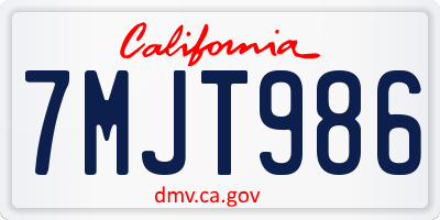 CA license plate 7MJT986