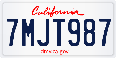 CA license plate 7MJT987