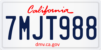 CA license plate 7MJT988