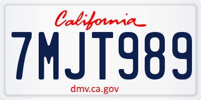 CA license plate 7MJT989