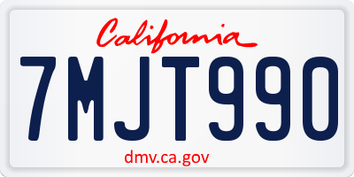 CA license plate 7MJT990