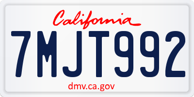 CA license plate 7MJT992