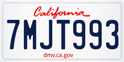 CA license plate 7MJT993