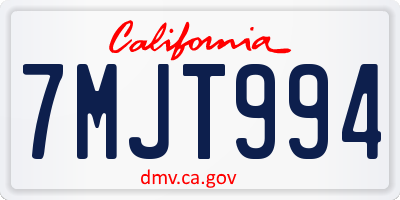 CA license plate 7MJT994