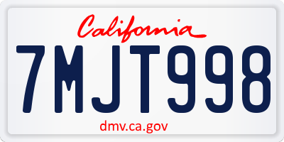 CA license plate 7MJT998