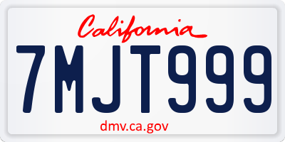 CA license plate 7MJT999