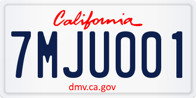 CA license plate 7MJU001