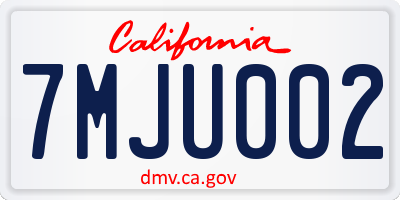 CA license plate 7MJU002