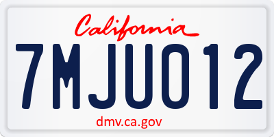 CA license plate 7MJU012